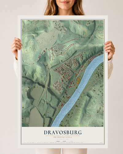 Map of Dravosburg, Pennsylvania, 24 x 36 inch unframed archival matte print
