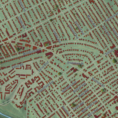 Close-up of the map of Drexel Hill, Pennsylvania print showing street and building detail