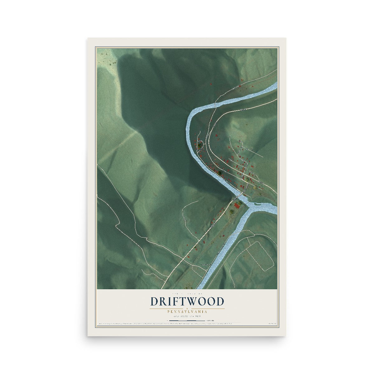 Map of Driftwood, Pennsylvania, 12 x 18 inch unframed archival matte print