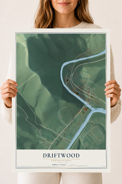 Map of Driftwood, Pennsylvania, 18 x 24 inch unframed archival matte print
