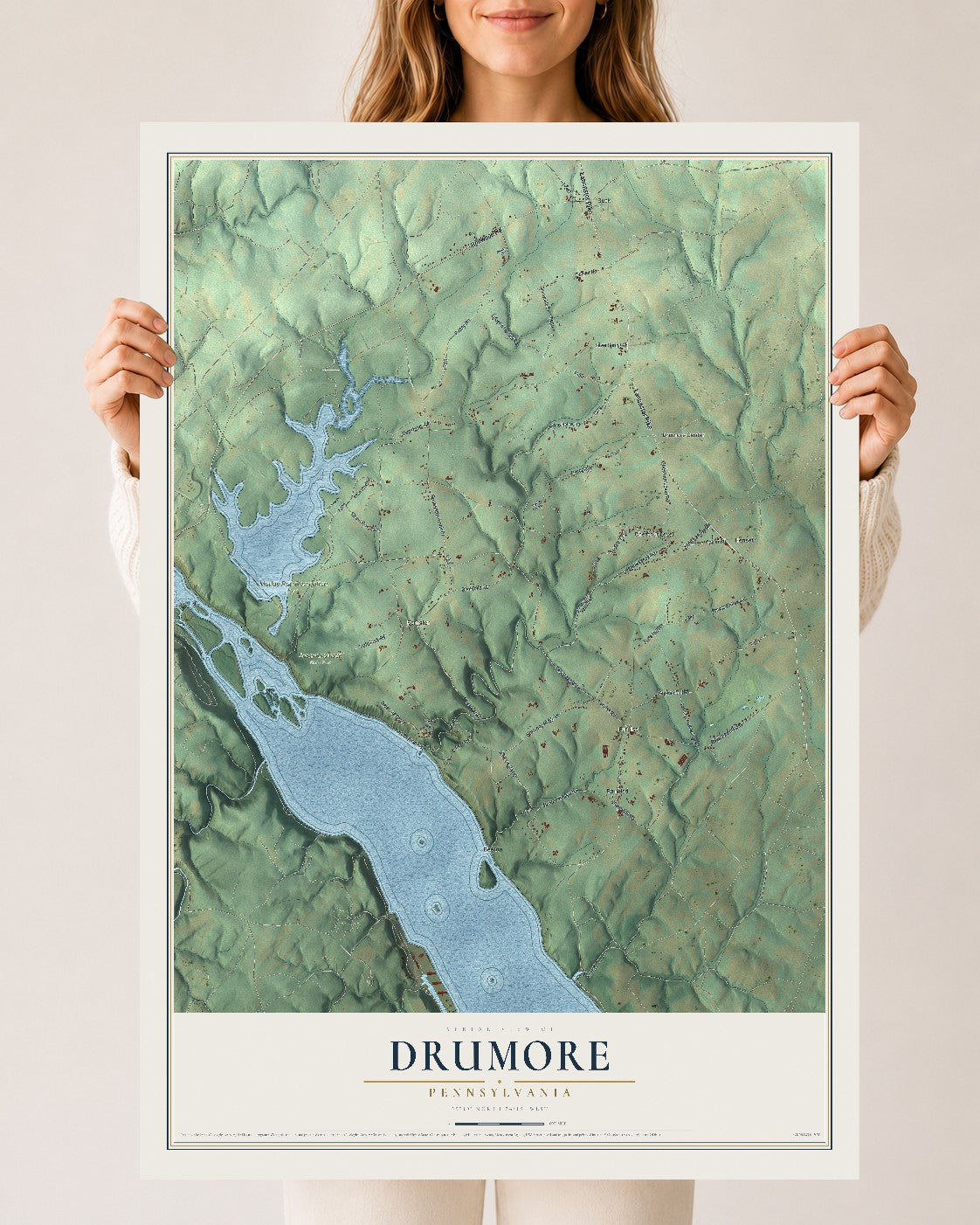 Map of Drumore, Pennsylvania, 24 x 36 inch unframed archival matte print