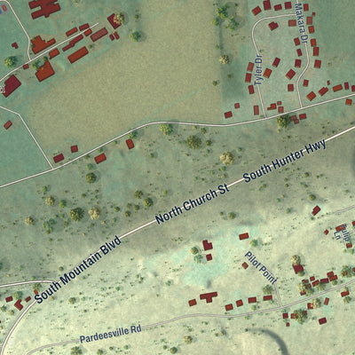Close-up of the map of Drums, Pennsylvania print showing street and building detail