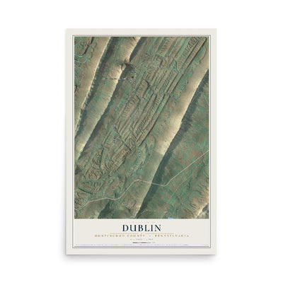 Map of Dublin, Huntingdon County, Pennsylvania, 12 x 18 inch unframed archival matte print