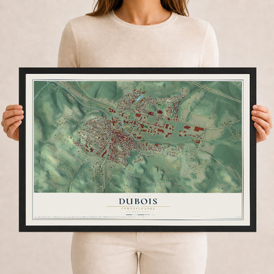 Map of DuBois, Pennsylvania, 12 x 18 inch print in a black wood frame