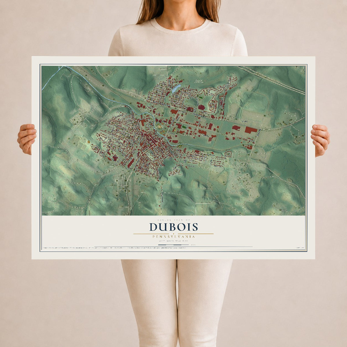 Map of DuBois, Pennsylvania, 24 x 36 inch unframed archival matte print