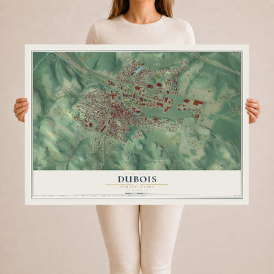 Map of DuBois, Pennsylvania, 24 x 36 inch unframed archival matte print