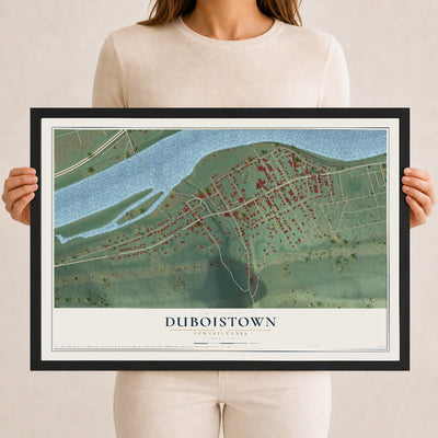 Map of Duboistown, Pennsylvania, 12 x 18 inch print in a black wood frame