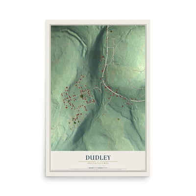 Map of Dudley, Pennsylvania, 12 x 18 inch unframed archival matte print