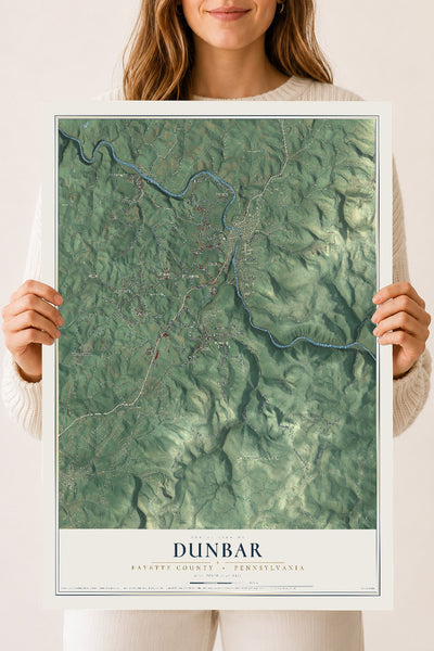Map of Dunbar, Fayette County, Pennsylvania, 18 x 24 inch unframed archival matte print