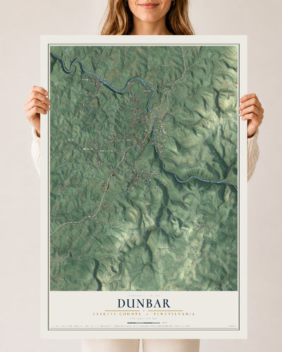 Map of Dunbar, Fayette County, Pennsylvania, 24 x 36 inch unframed archival matte print