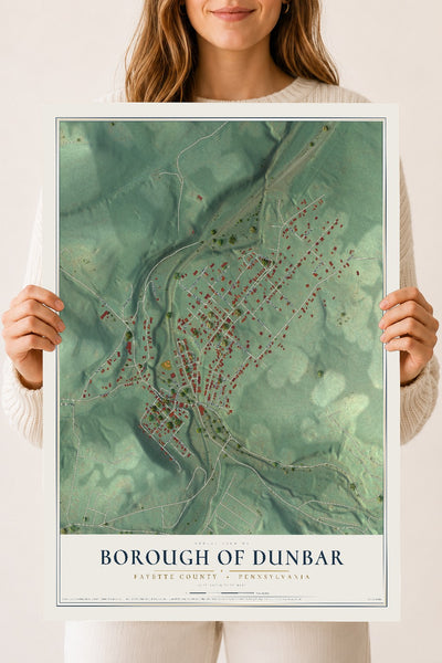Map of the Borough of Dunbar, Fayette County, Pennsylvania, 18 x 24 inch unframed archival matte print