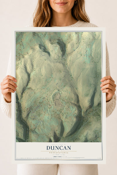 Map of Duncan, Pennsylvania, 18 x 24 inch unframed archival matte print