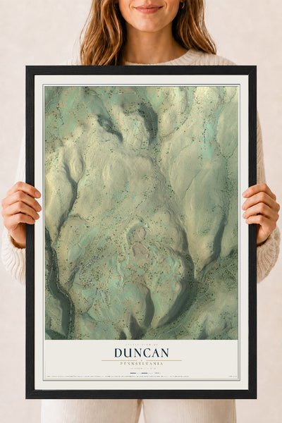 Map of Duncan, Pennsylvania, 18 x 24 inch print in a black wood frame