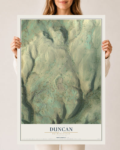 Map of Duncan, Pennsylvania, 24 x 36 inch unframed archival matte print