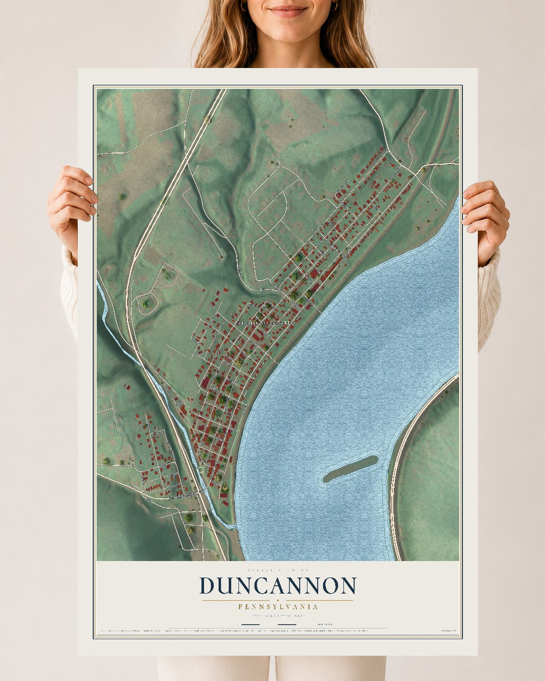 Map of Duncannon, Pennsylvania, 24 x 36 inch unframed archival matte print