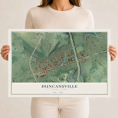 Map of Duncansville, Pennsylvania, 12 x 18 inch unframed archival matte print