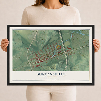 Map of Duncansville, Pennsylvania, 12 x 18 inch print in a black wood frame
