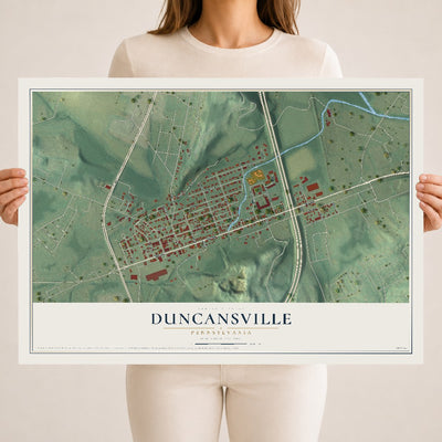 Map of Duncansville, Pennsylvania, 18 x 24 inch unframed archival matte print