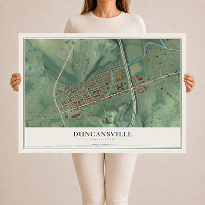 Map of Duncansville, Pennsylvania, 24 x 36 inch unframed archival matte print