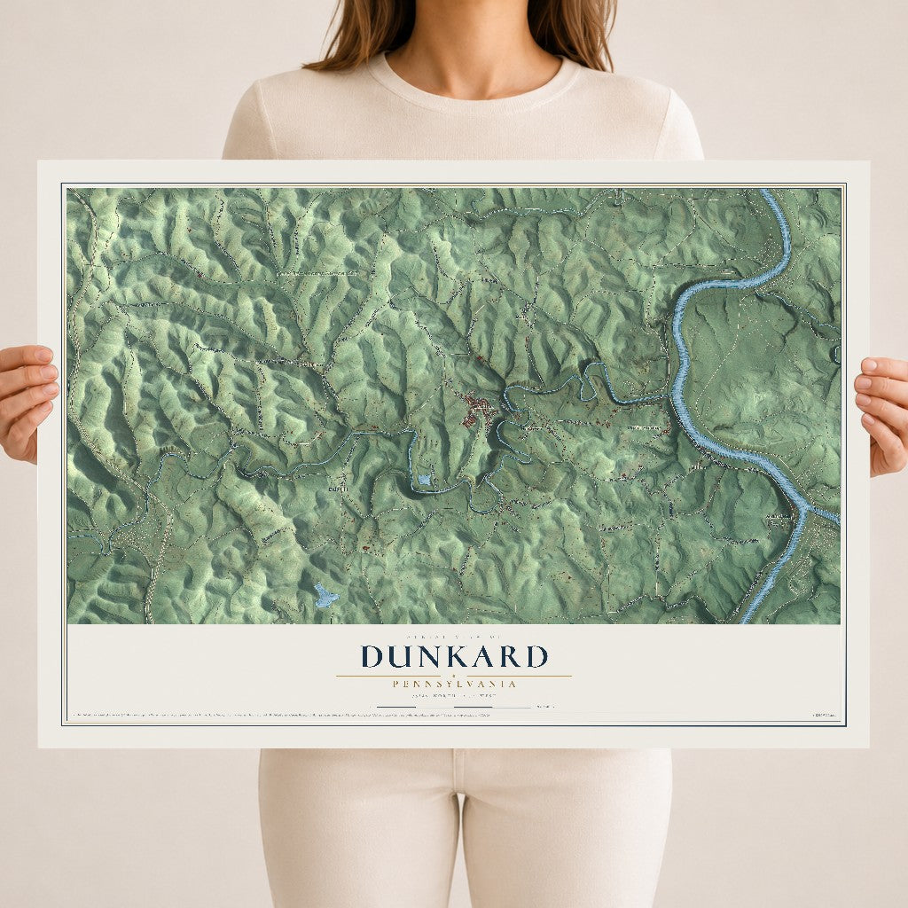Map of Dunkard, Pennsylvania, 18 x 24 inch unframed archival matte print