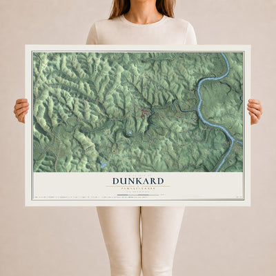 Map of Dunkard, Pennsylvania, 24 x 36 inch unframed archival matte print