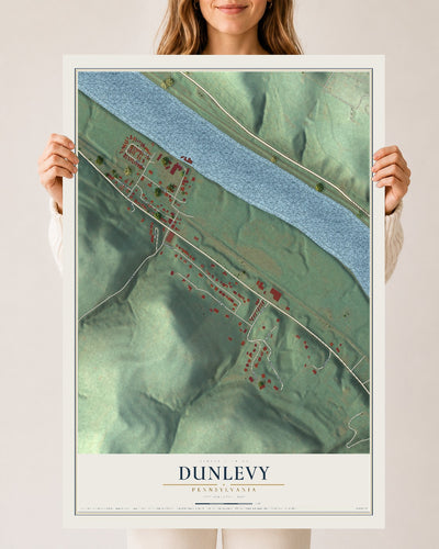 Map of Dunlevy, Pennsylvania, 24 x 36 inch unframed archival matte print