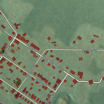 Close-up of the map of Dunlo, Pennsylvania print showing street and building detail