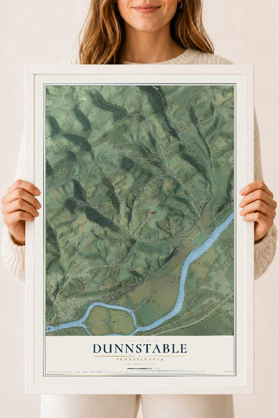 Map of Dunnstable, Pennsylvania, 18 x 24 inch print in a white wood frame