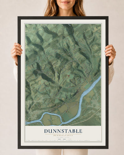 Map of Dunnstable, Pennsylvania, 24 x 36 inch print in a black wood frame
