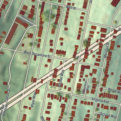 Close-up of the map of Duquesne Heights, Pennsylvania print showing street and building detail