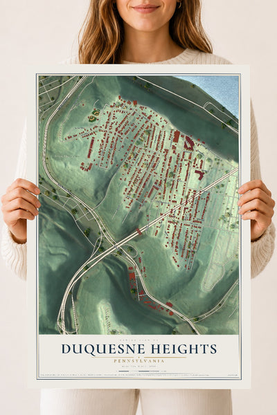 Map of Duquesne Heights, Pennsylvania, 18 x 24 inch unframed archival matte print