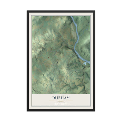 Map of Durham, Pennsylvania, 12 x 18 inch print in a black wood frame