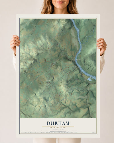 Map of Durham, Pennsylvania, 24 x 36 inch unframed archival matte print