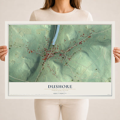 Map of Dushore, Pennsylvania, 18 x 24 inch unframed archival matte print