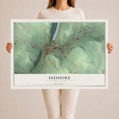 Map of Dushore, Pennsylvania, 24 x 36 inch unframed archival matte print