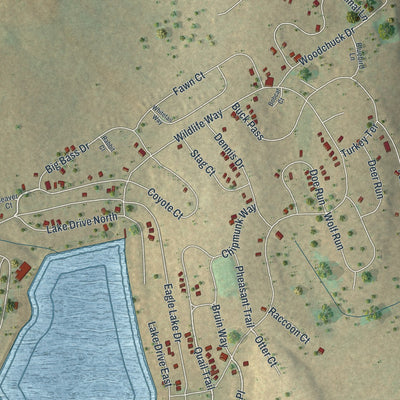 Close-up of the map of Eagle Lake, Pennsylvania print showing street and building detail