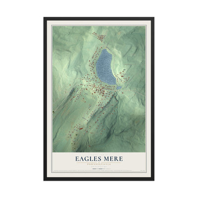 Map of Eagles Mere, Pennsylvania, 12 x 18 inch print in a black wood frame