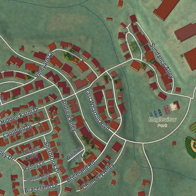 Close-up of the map of Eagleview, Pennsylvania print showing street and building detail