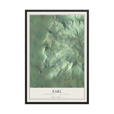 Map of Earl, Berks County, Pennsylvania, 12 x 18 inch print in a black wood frame