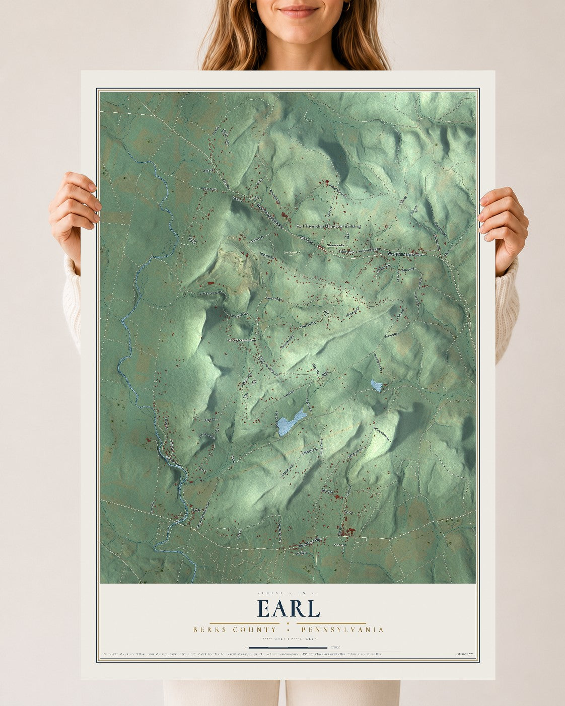 Map of Earl, Berks County, Pennsylvania, 24 x 36 inch unframed archival matte print
