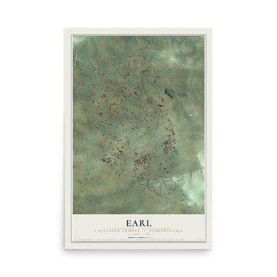 Map of Earl, Lancaster County, Pennsylvania, 12 x 18 inch unframed archival matte print