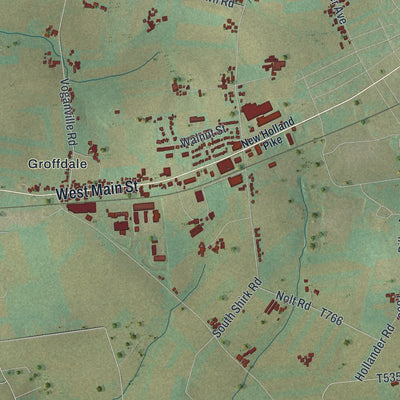 Second close-up of the map of Earl, Lancaster County, Pennsylvania print showing more streets and buildings