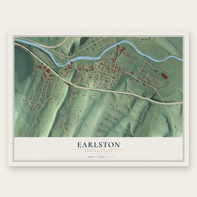 Earlston, Pennsylvania map print, the full design