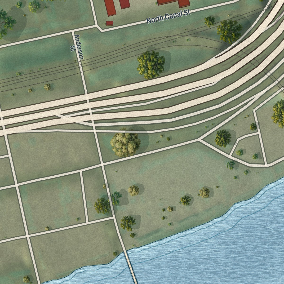 Second close-up of the map of East Allegheny, Pennsylvania print showing more streets and buildings