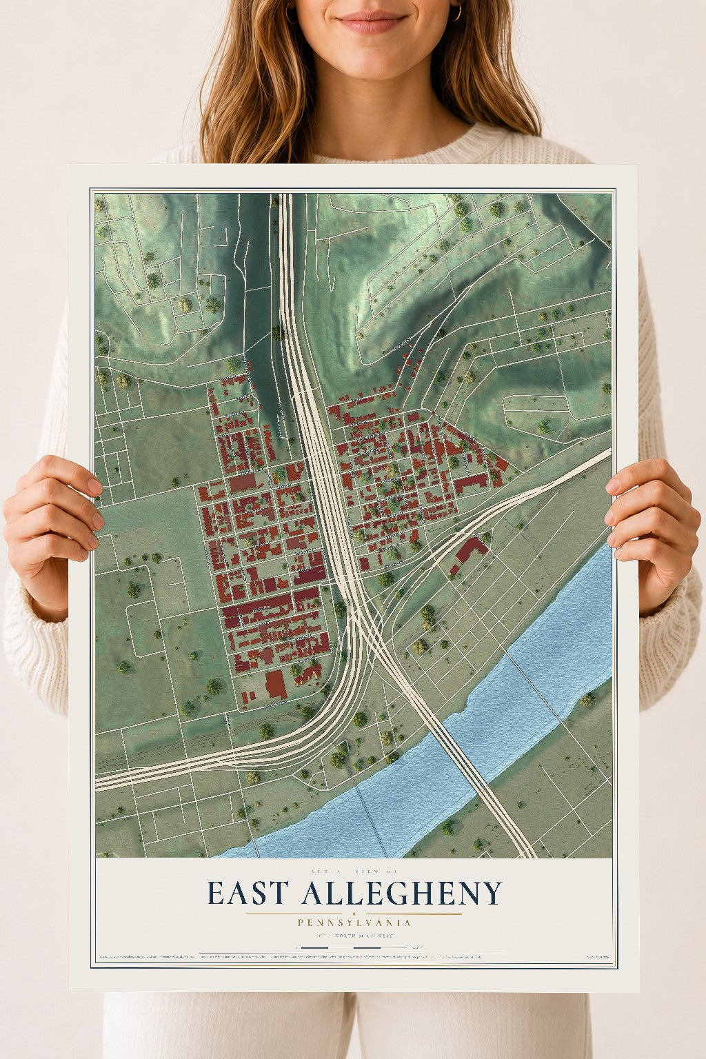 Map of East Allegheny, Pennsylvania, 18 x 24 inch unframed archival matte print