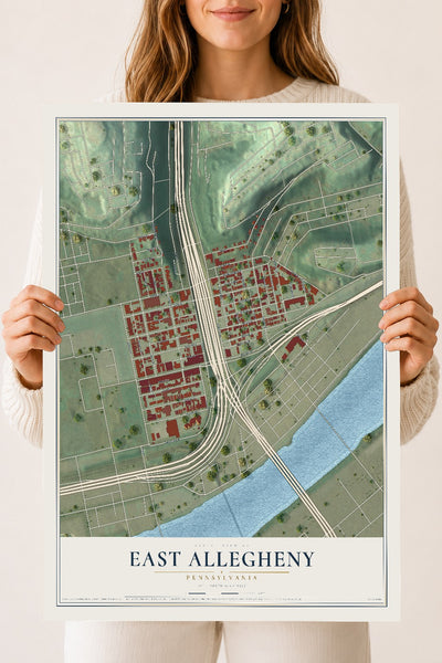 Map of East Allegheny, Pennsylvania, 18 x 24 inch unframed archival matte print