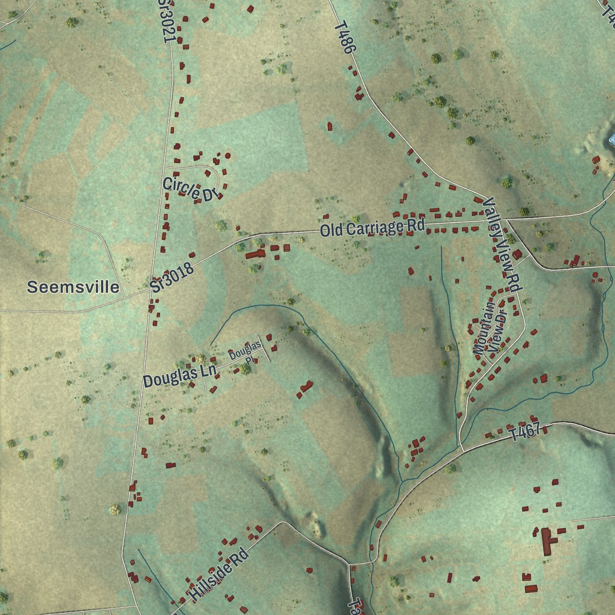 Second close-up of the map of East Allen, Pennsylvania print showing more streets and buildings
