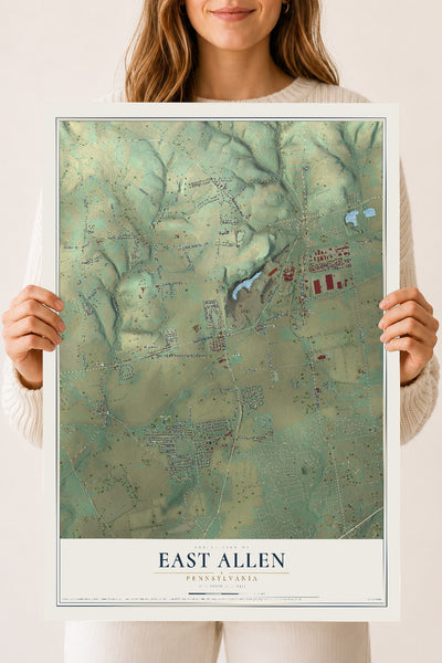 Map of East Allen, Pennsylvania, 18 x 24 inch unframed archival matte print