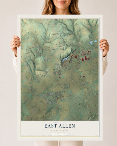 Map of East Allen, Pennsylvania, 24 x 36 inch unframed archival matte print