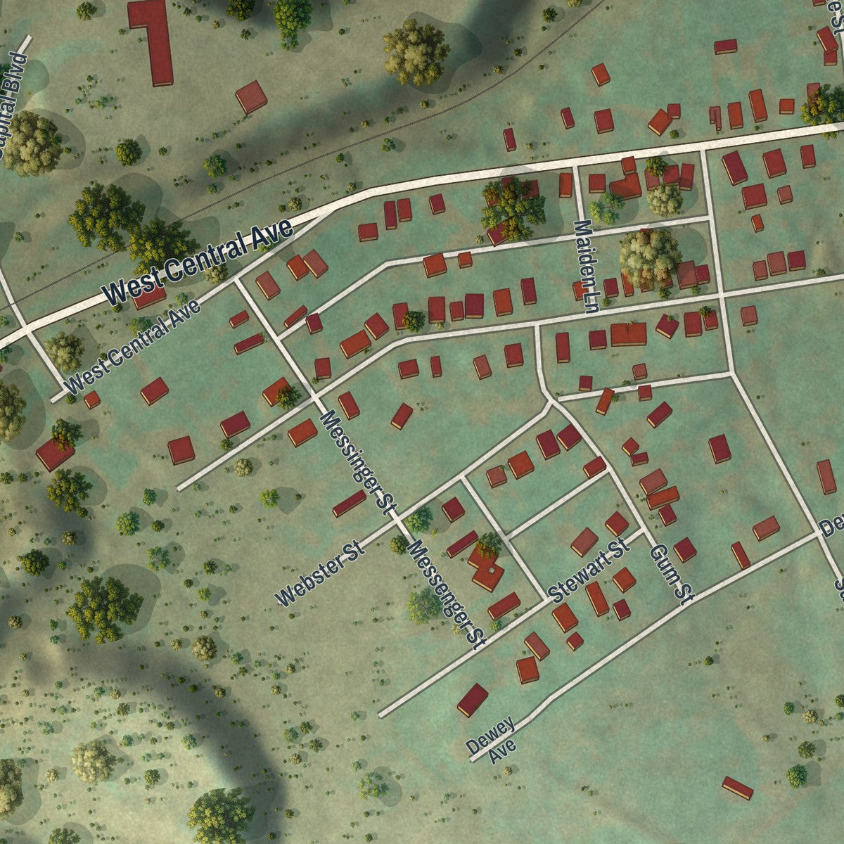 Second close-up of the map of East Bangor, Pennsylvania print showing more streets and buildings